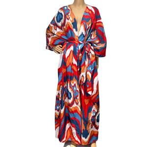 Muti-Colored Tribal Print Robe One Size